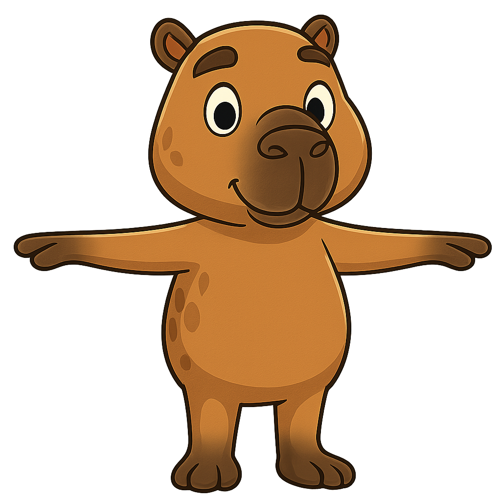 Capivara humanoide pronta para ação